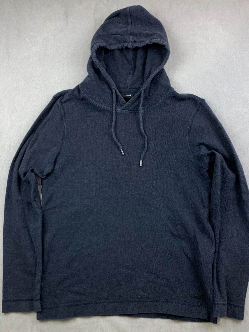 Hugo Boss Mens Sweater Medium Dark Gray Hoodie THoody Waffle Knit Thermal